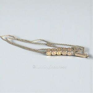 Authentic Chloé Alphabet Cube Logo Charm Necklace In Vintage Gold & Silver